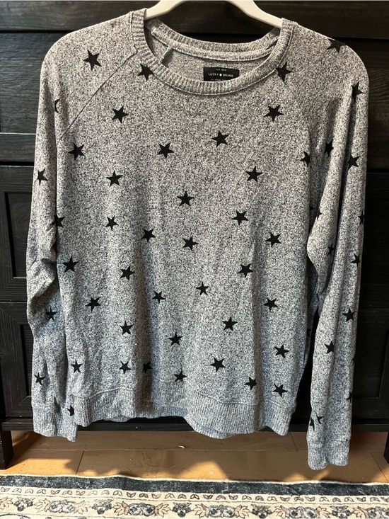 Lucky Brand Sweaters - Lucky Brand Heather Gray Star-Print Crewneck Sweater